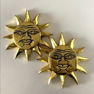 Boho Wooden Sun Wall Decor Set of 2